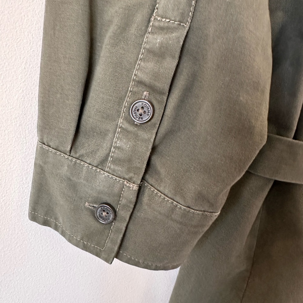 Tommy Hilfiger Olive Green Safari Belted Utility Shirt Dress Cotton - Picture 11 of 13